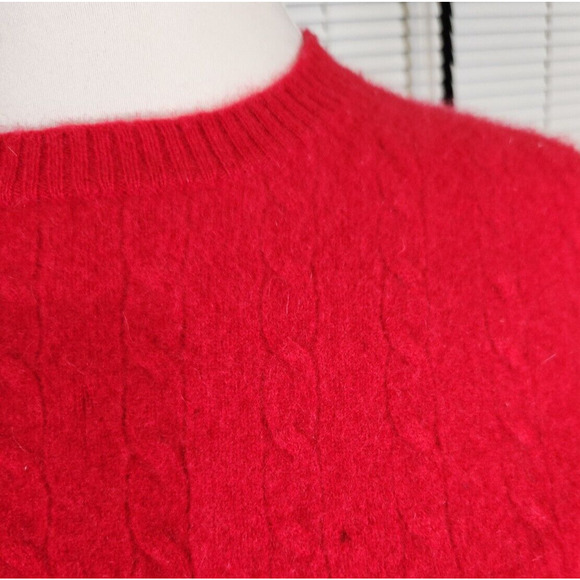Alan Flusser Med $120 Red Soft Crew‎ Neck Cable Knit 100% Pure Cashmere Sweater - Picture 3 of 8